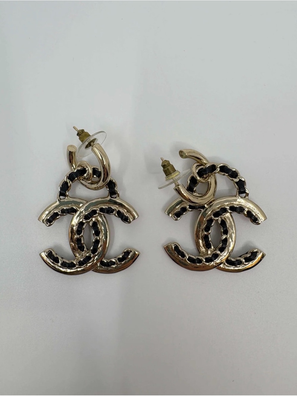Chanel Lambskin Chain CC Drop Earrings